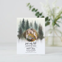 Watercolor Trees Rustic Wilderness Save the Date 