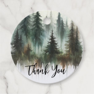 Watercolor Trees Rustic Wilderness Wedding Favour Tags