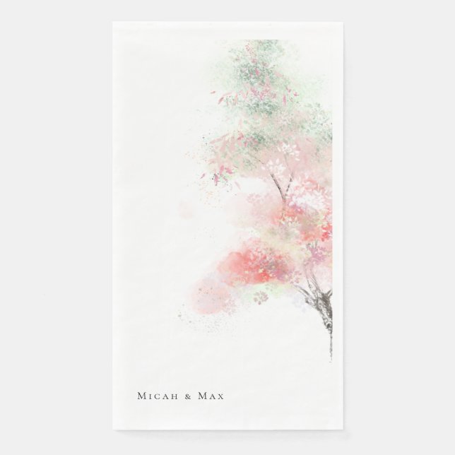 Watercolor Trees Wedding  Napkin (Front)
