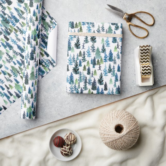 Watercolor Trees Wrapping Paper (Crafts)