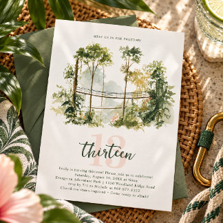 Watercolor Treetop Adventure Teen Birthday Invitation