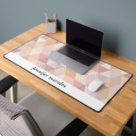 Watercolor Triangle Mauve Grey Pink Cream MONOGRAM Desk Mat<br><div class="desc">Delicate elegant and feminine watercolor triangle kaleidoscope themed DESK MAT featuring a subtle palette of pink cream light yellow mauve and grey. One notable feature of this desk mat is the inclusion of a customizable space along the bottom, allowing you to personalize it with your name or profession. This personal...</div>