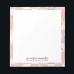 Watercolor Triangle warm palette monogram Notepad<br><div class="desc">Elegant personalized notepad with triangle kaleidoscope themed watercolor border in summer warm palette of pink,  grey,  mauve,  yellow and cream colour,  Perfect  to tuck into gifts or package for online orders, 
Write a personal note for a professional look.</div>