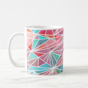 Watercolor triangles, bright summer mosaic. coffee mug