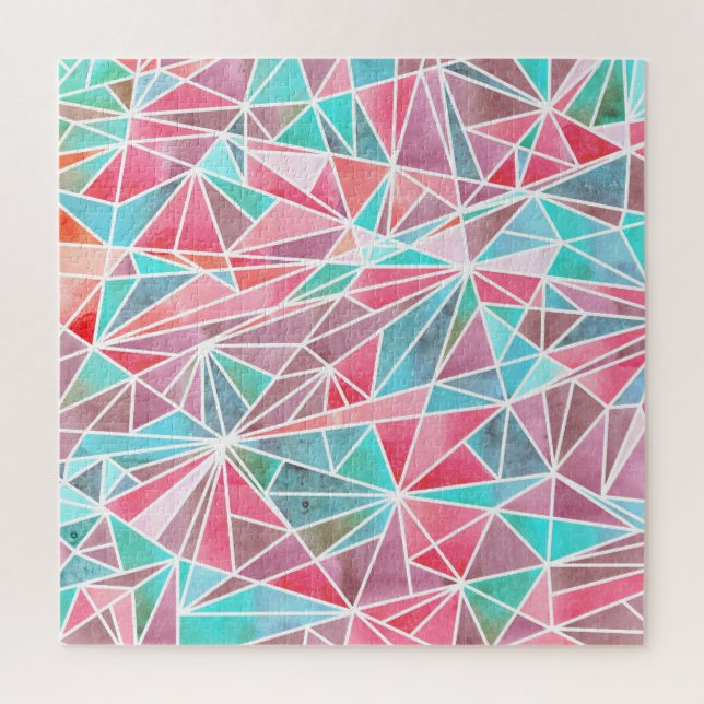 Watercolor triangles, bright summer mosaic. jigsaw puzzle (Vertical)