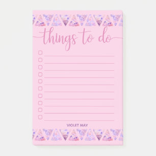 Watercolor Triangles Pink Personalized To Do List Post-it Notes