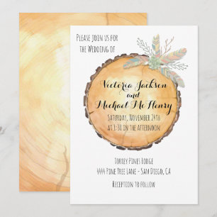 Watercolor Tribal Boho Wood Log rehearsal dinner Invitation