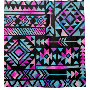 Watercolor tribal motifs, ethnic wallpaper.