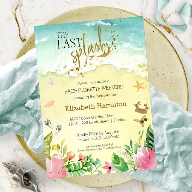 Watercolor Tropical Bachelorette Weekend Itinerary Invitation (Creator Uploaded)