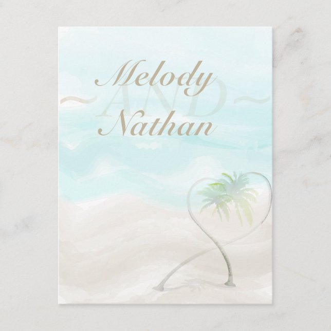 Watercolor Tropical Beach Reception Insert Card (Front)