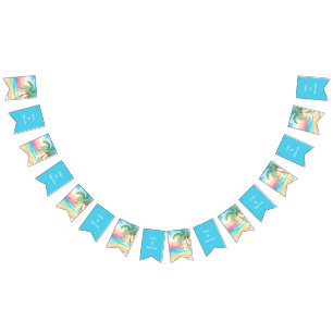 Watercolor Tropical Beach Wedding Bunting Flags