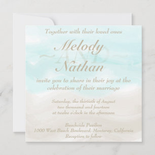 Watercolor Tropical Beach Wedding Invitation
