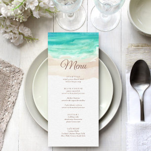 Watercolor Tropical Beach Wedding Menu