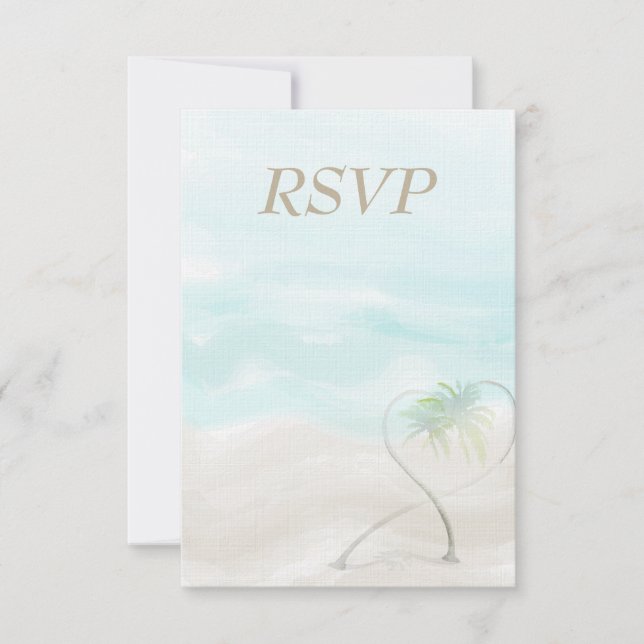 Watercolor Tropical Beach Wedding RSVP Card (Front)