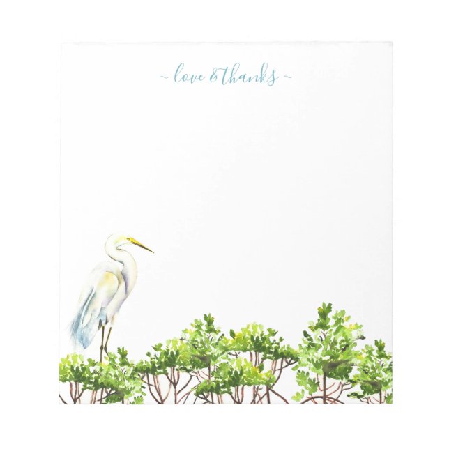 Watercolor Tropical Bird Personalized Stationery Notepad (Front)