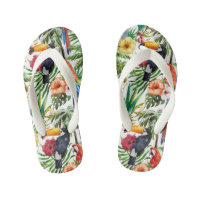 Watercolor tropical birds and foliage pattern