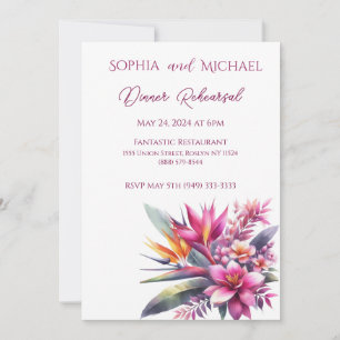 Watercolor Tropical Bliss Wedding Dinner Rehearsal Invitation