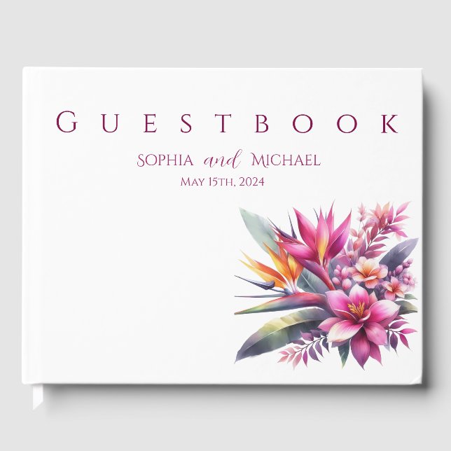 Watercolor Tropical Bliss-Wedding Guest Book (Front)