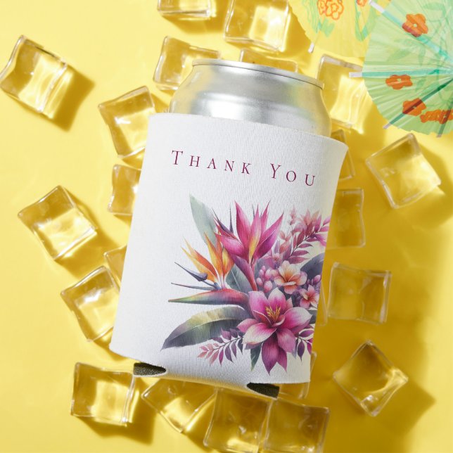 Watercolor Tropical Bliss-Wedding-Thank You- Can Cooler (In Situ Summer)