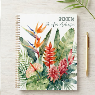 Watercolor Tropical Botanical Flowers and Foliage Planner