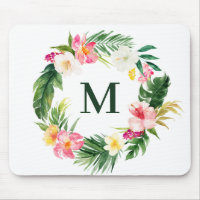 Watercolor Tropical Botanical Wreath Monogram