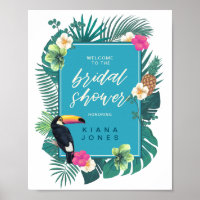 Watercolor Tropical Bridal Shower Teal ID577