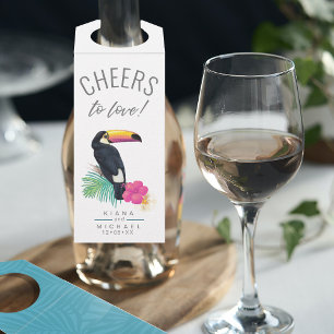 Watercolor Tropical Cheers to Love Teal ID577 Bottle Tag