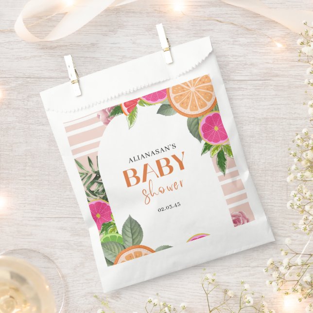 Watercolor Tropical Citrus Bridal Shower Favour Ba Bag (Clipped)