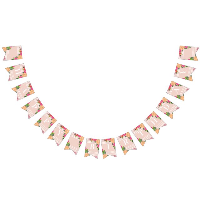 Watercolor Tropical Citrus Minimal birthday Bunting Flags (All)
