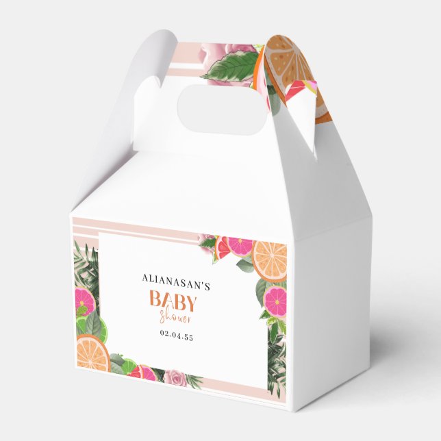 Watercolor Tropical Citrus watercolor Cute Favor Box (Front Side)