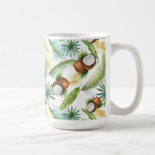 Watercolor Tropical Coconut Pattern Coffee Mug