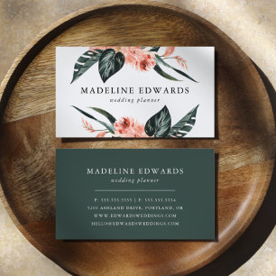 Watercolor Tropical Coral Floral Business Card