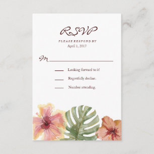 Watercolor Tropical Destination Wedding RSVP Card