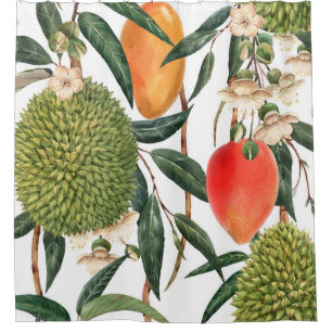 Watercolor tropical durian, mango pattern.