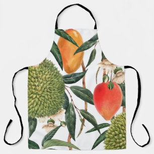 Watercolor tropical durian, mango pattern. apron