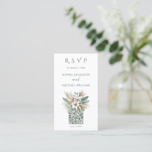 Watercolor Tropical Elegance-RSVP-QR code- Business Card