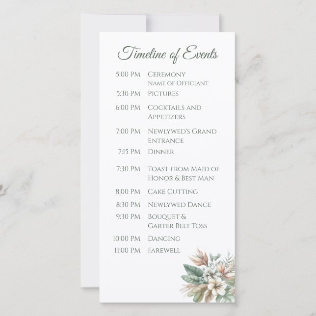 Watercolor Tropical Elegance- Wedding Program- (Back)