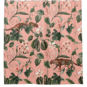 Watercolor tropical exotic pattern with orchid, gr