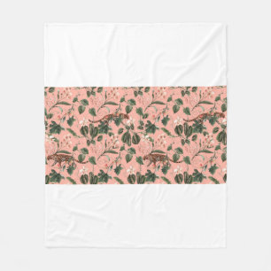 Watercolor tropical exotic pattern with orchid, gr fleece blanket