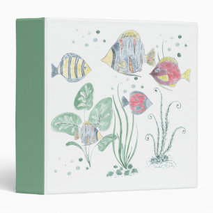 Watercolor, Tropical fish. 3 Ring Binder