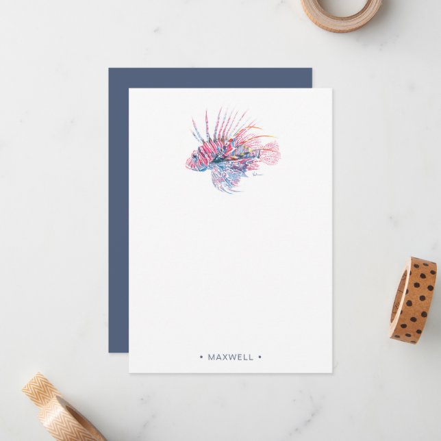 Watercolor Tropical Fish Personalized Card (Front/Back In Situ)