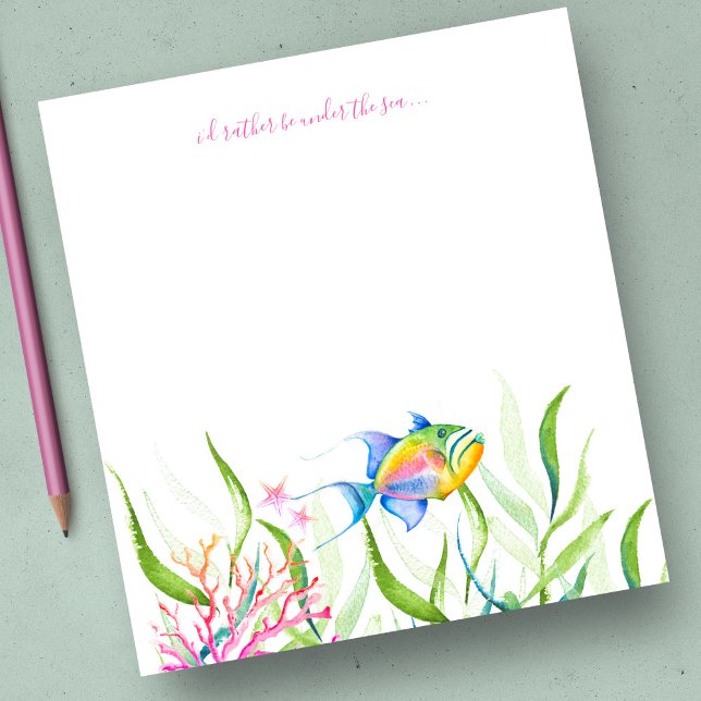 Watercolor Tropical Fish Personalized Stationery Notepad (Notepad Watercolor Tropical Fish Personalized Stationery )