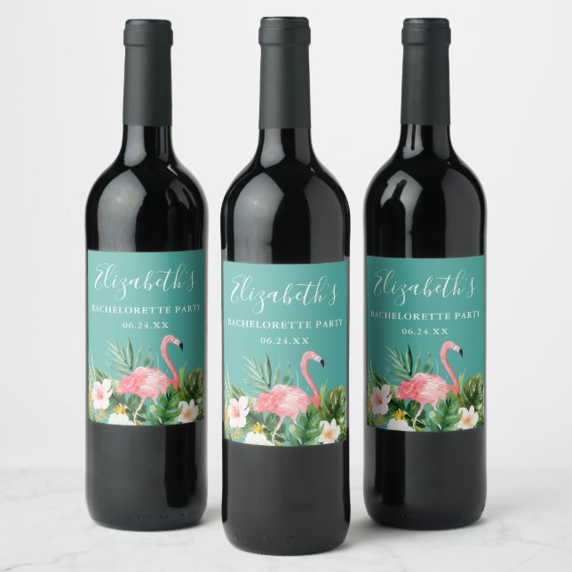 Watercolor Tropical Floral Bachelorette Party Wine Label (Bottles)