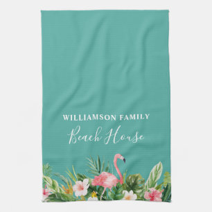 Watercolor Tropical Floral Beach House Kitchen Towel