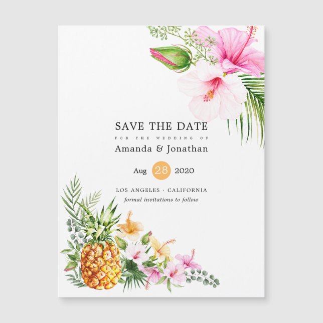 Watercolor Tropical Floral Beach Wedding (Front)