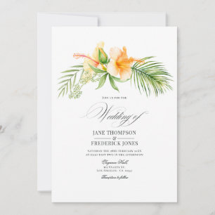 Watercolor Tropical Floral Beach Wedding Invitation