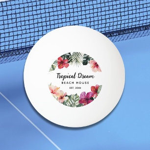 Watercolor Tropical Floral Botanical Beach House Ping Pong Ball