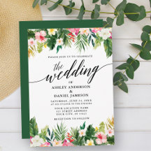Watercolor Tropical Floral Calligraphy Wedding G