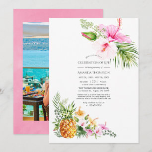 Watercolor Tropical Floral Celebration of Life Invitation