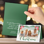 Watercolor Tropical Floral Christmas Photo Holiday Card<br><div class="desc">Folded Christmas photo cards feature watercolor leaves and tropical flowers around your favourite photo with Merry Christmas in chic lettering on the front and our greeting and names on the inside. MORE styles and designs in our collection.</div>